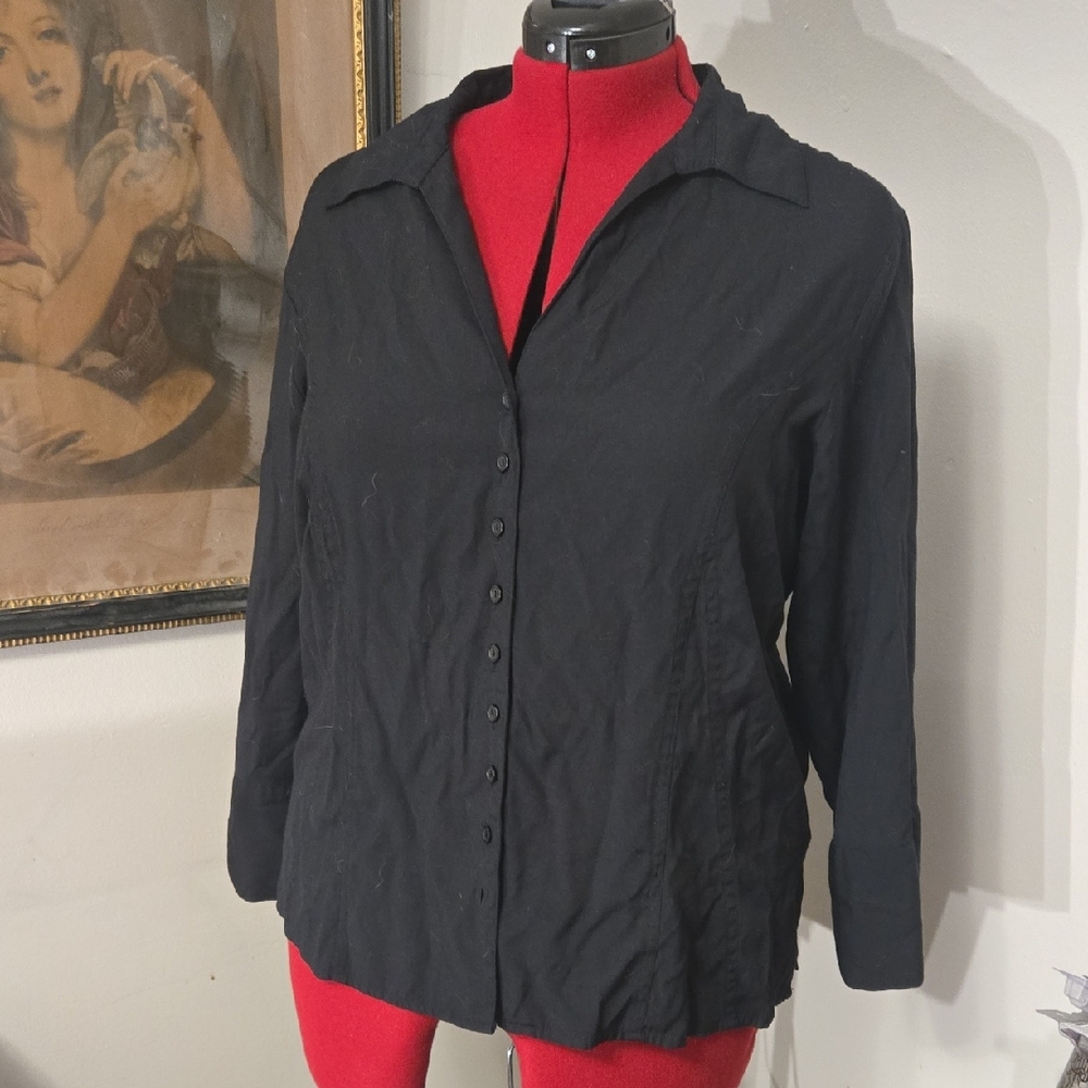 Vintage Apàrenza Gorgeous Black Button up Long Sleeve Top Size XL